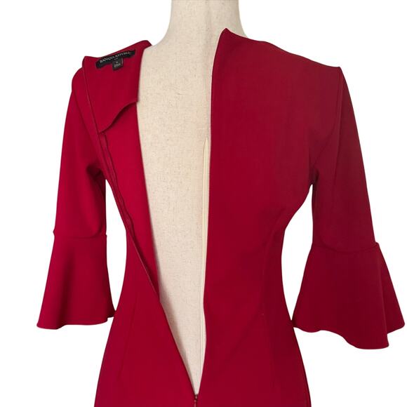 Banana Republic Sheath dress Bell flutter sleeves Womens Sz 2 4  Red Holiday - Picture 5 of 13